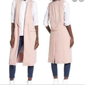 LEITH Long Tuxedo Vest, Light Pink, Size Small